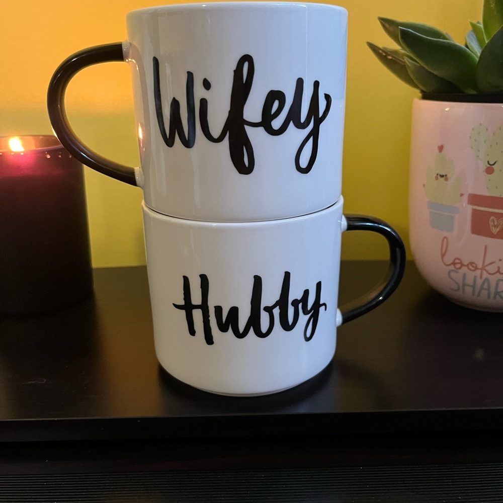 Wifey & Hubby stackable porcelain mug set by Threshold